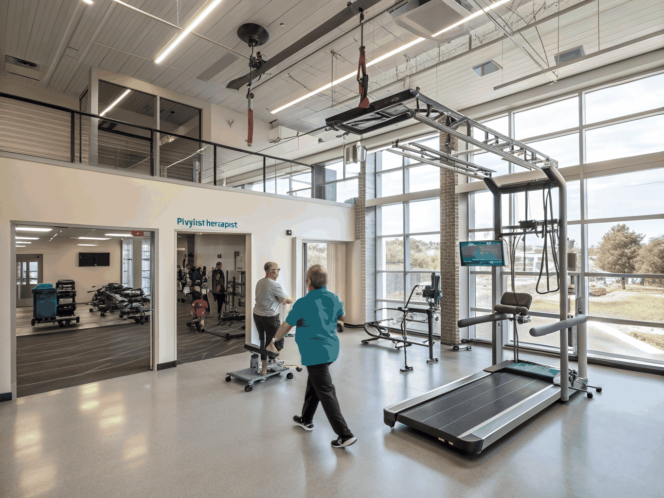 Modern cardiovascular rehabilitation facility with advanced medical equipment