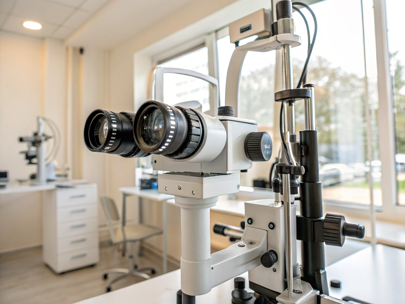 Advanced eye examination equipment in an ophthalmology clinic